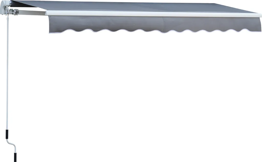 Outsunny Markise Gelenkarmmarkise Sonnenschutz 3,5x2,5m Mit Handkurbel Grau Alu+Polyester 2 Outsunny Markise Gelenkarmmarkise Sonnenschutz 3,5x2,5m Mit Handkurbel Grau Alu+Polyester - Image 2