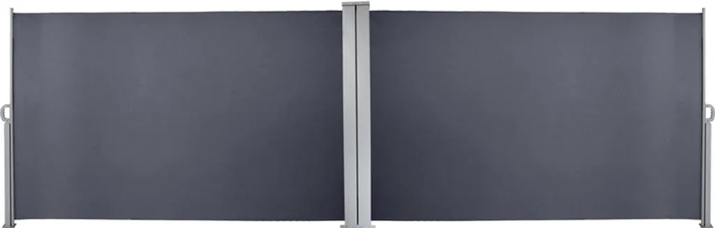 EINFEBEN Doppel Seitenmarkise Markisen Ausziehbar 180x600cm Alu Sichtschutz Windschutz Sonnenschutz Seitenrollo Grau 1 EINFEBEN Doppel Seitenmarkise Markisen Ausziehbar 180x600cm Alu Sichtschutz Windschutz Sonnenschutz Seitenrollo Grau