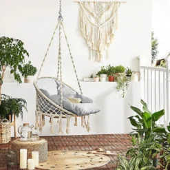 Hängesessel Kissen, Polster Bodenkissen Für Schwenksessel, Auflage Für Baumwoll Hängeschaukel, Hängekorb, Hängestuhl, Rückenkissen In Der Farbe Beige [114] -Stil Beet Verkaufsgeschäft 654f0aff840887442861e2fccd07a191