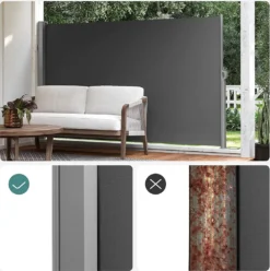 SONGMICS Seitenmarkise, Sichtschutz, 200 X 400 Cm, Ausziehbar Aus 220 G/m² Polyester,Blickdicht, Seitenrollo, Für Balkon, Terrasse, Garten, Anthrazit GSA204G02 -Stil Beet Verkaufsgeschäft 655b4242cfb705b74e25b5b5f283e6d2 1