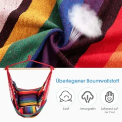 COSTWAY Hängesessel Ø50cm Sitzfläche 160kg Belastbar Hängeschaukel Mit 2 Kissen Hängestuhl Hängematte Hängesitz Rot -Stil Beet Verkaufsgeschäft 65658bb11abbc88b4d767585a94f7738