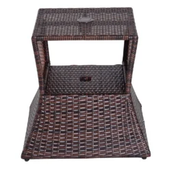 Outsunny Gartentisch Beistelltisch Sonnenschirmständer Gartenmöbel Terrasse Polyrattan Braun 54 X 54 X 55 Cm -Stil Beet Verkaufsgeschäft 65c8b6ff88b981fa08b308a7270d353b