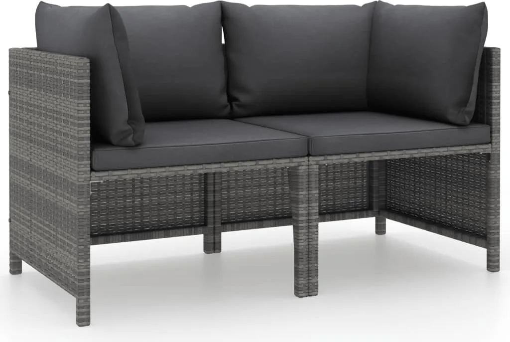 VidaXL 2-Sitzer-Gartensofa Mit Polstern Grau Poly Rattan 1 VidaXL 2-Sitzer-Gartensofa Mit Polstern Grau Poly Rattan