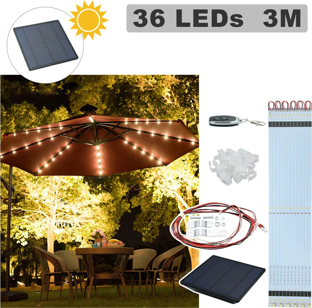 EINFEBEN 3m Sonnenschirm Gartenschirm Mit LED Solar Ampelschirm Pavillon Kurbelsonnenschirm Alu,Rot,3m 5 EINFEBEN 3m Sonnenschirm Gartenschirm Mit LED Solar Ampelschirm Pavillon Kurbelsonnenschirm Alu,Rot,3m - Image 5