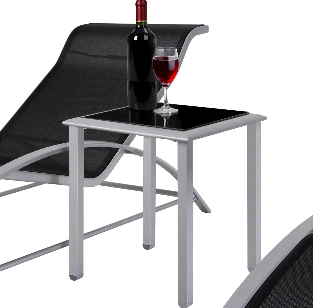 Giardino 2er-Set Alu Gartenliegen Sonnenliegen Bäderliege + Beistelltisch Kaffeetisch 2 Giardino 2er-Set Alu Gartenliegen Sonnenliegen Bäderliege + Beistelltisch Kaffeetisch - Image 2