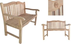 Garden Pleasure Bank ROMANG 2-Sitzer Gartenbank Aus Massivem Teakholz, Unbehandelt, 120 Cm Breit. -Stil Beet Verkaufsgeschäft 68cc2412f8662faa7f9e58592b8ee74b