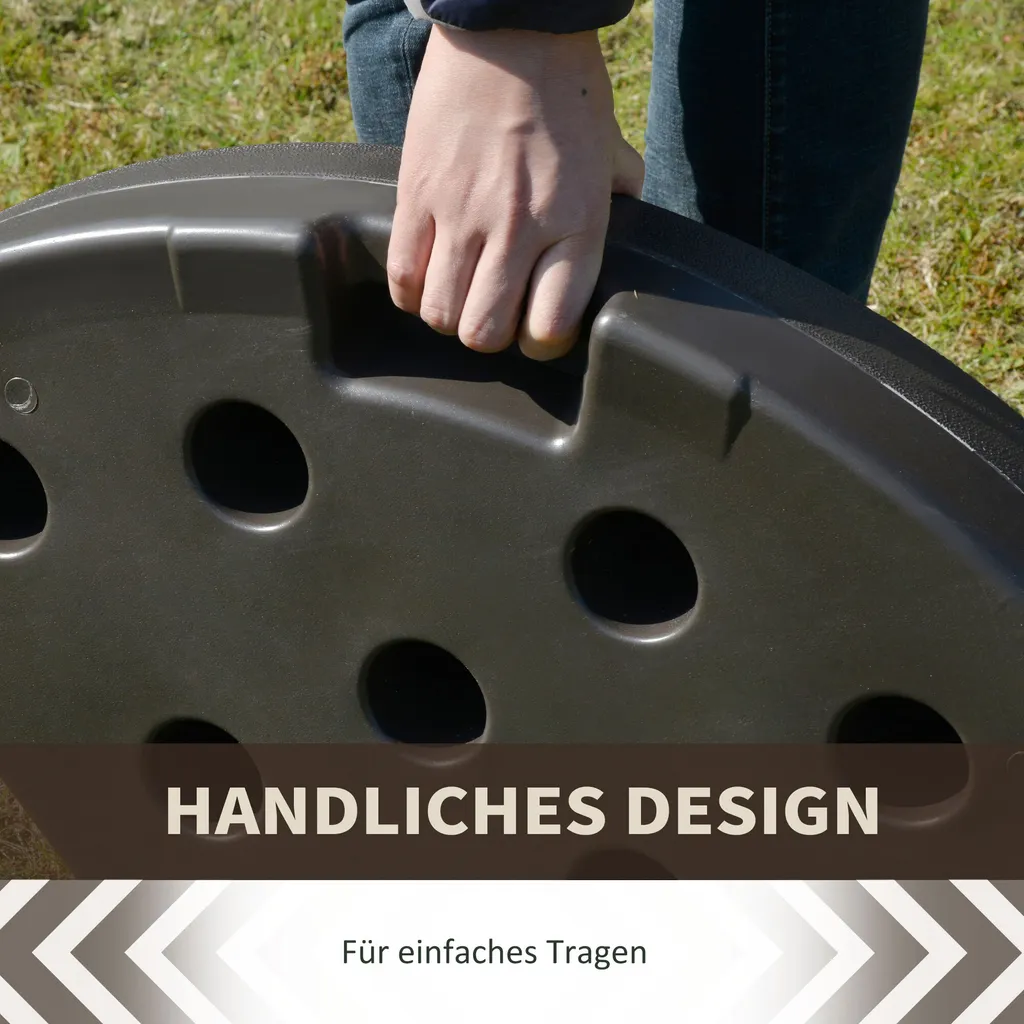 Outsunny Schirmgewicht 4-tlg. Schirmständer Mit 17 Kg Wasser Oder 25 Kg Sand Befüllbar HDPE Kaffee 100 X 100 X 10,5 Cm 5 Outsunny Schirmgewicht 4-tlg. Schirmständer Mit 17 Kg Wasser Oder 25 Kg Sand Befüllbar HDPE Kaffee 100 X 100 X 10,5 Cm - Image 5