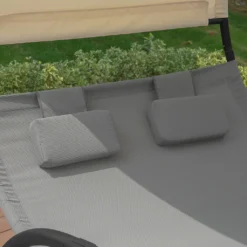 SoBuy OGS50-HG Schaukelliege Für 2 Personen Sonnenliege Mit Sonnendach Doppelliege Gartenbett Mit Rollen Relaxliege Belastbarkeit 300 Kg BHT Ca: 140x180x184cm -Stil Beet Verkaufsgeschäft 69c0b8de020dad70024c1d7f557a7aeb