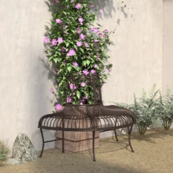 Outsunny Baumbank Aus Metall Halbrund Gartenbank Parkbank Sitzbank Für Ø37cm Baumstämme 135 X 70 X 85 Cm -Stil Beet Verkaufsgeschäft 69f6385ff9c864e037b8b307bbaab1dc