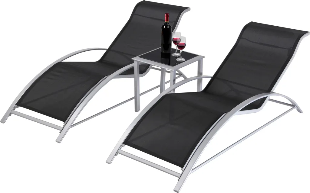 Giardino 2er-Set Alu Gartenliegen Sonnenliegen Bäderliege + Beistelltisch Kaffeetisch 4 Giardino 2er-Set Alu Gartenliegen Sonnenliegen Bäderliege + Beistelltisch Kaffeetisch - Image 4