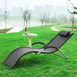 SoBuy OGS38-SCH Sonnenliege Gartenliege Relaxstuhl Liegestuhl Mit Kopfkissen Schwarz BHT Ca: 63x66x172cm -Stil Beet Verkaufsgeschäft 6b4022156a856f89252852c036b5e63f