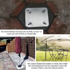 Lospitch Universal Bodenplatte Kurbelschirm Sonnenschirmständer Metall Bodenträger 16 Cm -Stil Beet Verkaufsgeschäft 6b86ac49c24f1e996e0a60ec3c65d41d