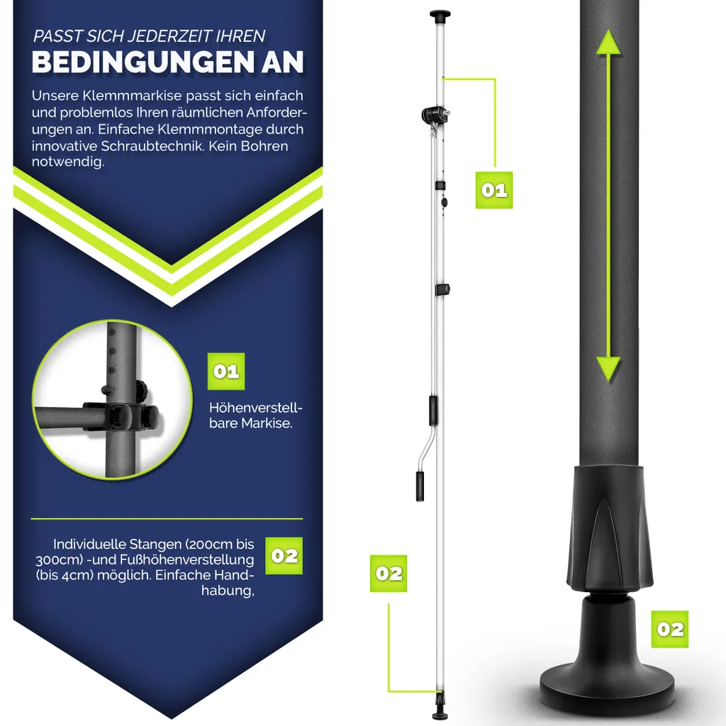 Tillvex Balkonmarkise 350 Cm Anthrazit Gelenkarm Markise Klemmmarkise Sonnenmarkise Balkon Ohne Bohren 2 Tillvex Balkonmarkise 350 Cm Anthrazit Gelenkarm Markise Klemmmarkise Sonnenmarkise Balkon Ohne Bohren - Image 2