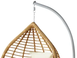 Mirjan24 Hängesessel Bali, Stilvoll Hängekorb, Gartensessel Mit Stahlskelett, Rattan, Kokon (Schwarz / Natur + Grau Kissen) -Stil Beet Verkaufsgeschäft 6bd796218827a4fbeedaab409e36a2f7