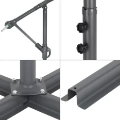 ECD Germany Ampelschirm Mit Kurbel Und Ständer, Ø 270 Cm, Grau, Aus Aluminium, Rund, Sonnenschutz UV50+, Wasserabweisende Bespannung, Neigbar, Marktschirm Gartenschirm Kurbelschirm Terrassenschirm Schirm -Stil Beet Verkaufsgeschäft 6c56192aa8ab918c44efd01808d982da