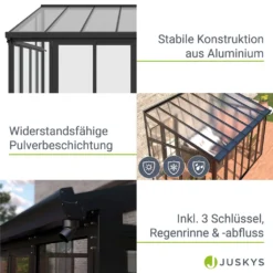 Juskys Wintergarten 12,5 M² - Mit Kristallklaren Wänden, Doppel-Schiebetüren & UV-Schutz – Wasserdicht & Winterfeste Überdachung Aus Aluminium - Grau 13 Juskys Wintergarten 12,5 M² - Mit Kristallklaren Wänden, Doppel-Schiebetüren & UV-Schutz – Wasserdicht & Winterfeste Überdachung Aus Aluminium - Grau -Stil Beet Verkaufsgeschäft 6f1d0b3f5721e5a63e9d0e62f2e635b5