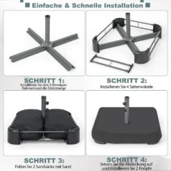 COSTWAY Sonnenschirmständer Mit Sandsäcken (90 Kg Füllkapazität), 2 Feststellknöpfen, Sonnenschirm Ständer Befüllbar, Schirmständer Marktschirmständer Für Terrasse, Garten 12 COSTWAY Sonnenschirmständer Mit Sandsäcken (90 Kg Füllkapazität), 2 Feststellknöpfen, Sonnenschirm Ständer Befüllbar, Schirmständer Marktschirmständer Für Terrasse, Garten -Stil Beet Verkaufsgeschäft 6f9e208eed42049daaa31120cf50a293