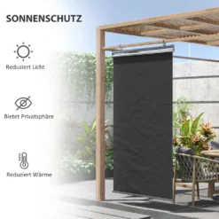 Outsunny Senkrechtmarkise Balkonsichtschutz Mit Sonnenschutz, 124 X 222cm Balkonrollo Mit Haken, Sichtschutz Für Pavillon, Pergola, Polyester, Dunkelgrau -Stil Beet Verkaufsgeschäft 6fa56d4f2a02df55b24cc9739caff816