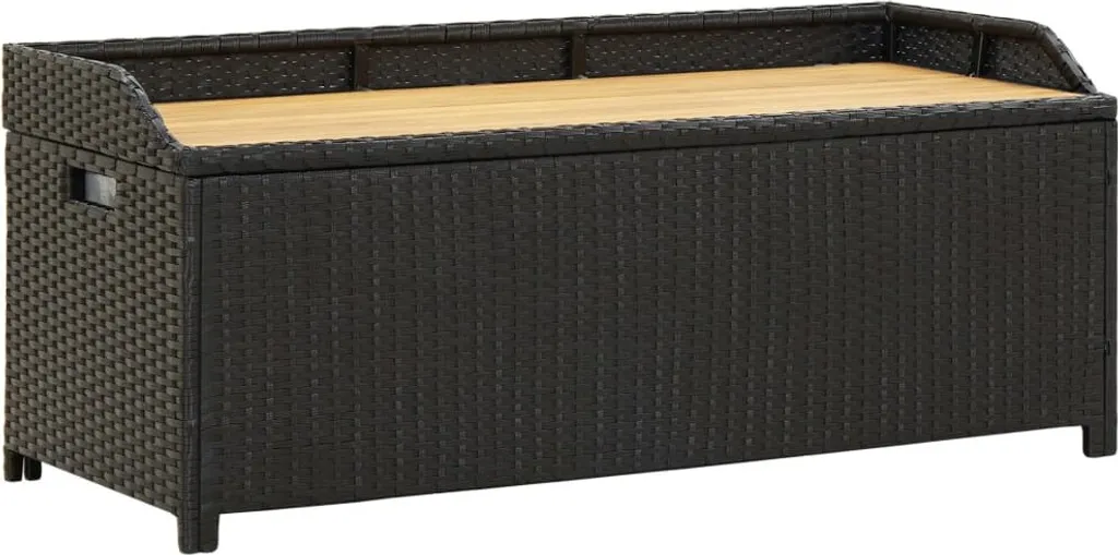VidaXL Sitzbank Mit Stauraum 120 Cm Poly Rattan Schwarz 1 VidaXL Sitzbank Mit Stauraum 120 Cm Poly Rattan Schwarz