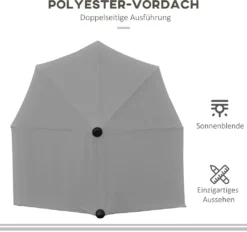 HOMCOM Outsunny 2 X 2 M Sonnenschirm Halbrundschirm Wasserdicht Für Garten Dunkelgrau -Stil Beet Verkaufsgeschäft 7125b14847ebbdd2774890a8049d0677