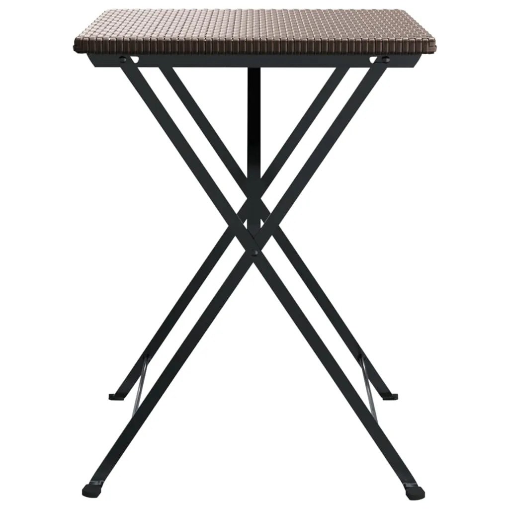 VidaXL Bistrotisch Klappbar Braun 55x54x71 Cm Poly Rattan 4 VidaXL Bistrotisch Klappbar Braun 55x54x71 Cm Poly Rattan - Image 4