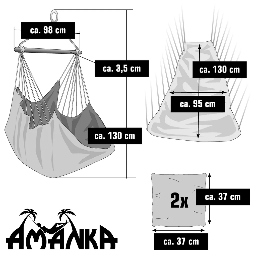 Balkon Hängesessel Mit 2 Kissen Zum Wenden - Outdoor Hängeschaukel Für Garten 10 Balkon Hängesessel Mit 2 Kissen Zum Wenden - Outdoor Hängeschaukel Für Garten - Image 10