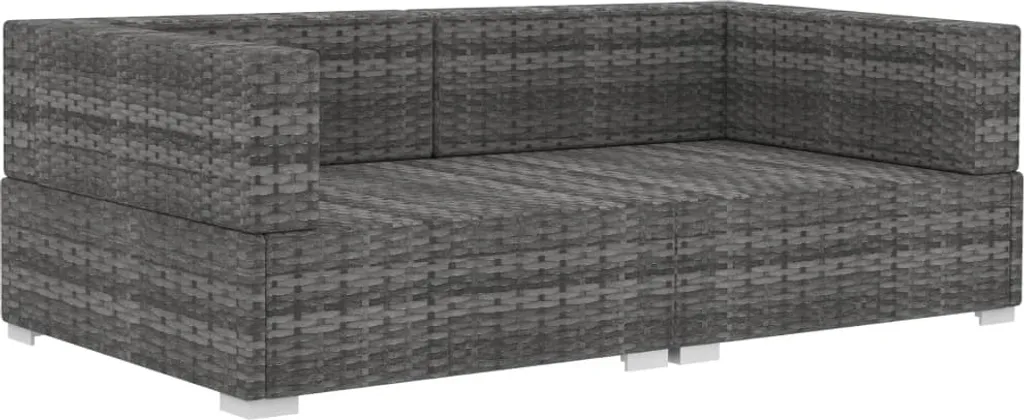 VidaXL Ecksofas 2 Stk. Mit Auflagen Poly Rattan Grau 3 VidaXL Ecksofas 2 Stk. Mit Auflagen Poly Rattan Grau - Image 3