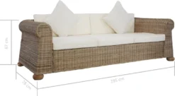 VidaXL 3-Sitzer-Sofa Mit Kissen Natur Rattan -Stil Beet Verkaufsgeschäft 71eff6ef3747d15091be8918f22a1d87