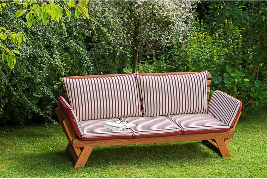 Merxx Gartenbank Mit Sitzkissen Eukalyptus Natur, Rot, Creme 62,5 Cm X 202 Cm X 77 Cm 6 Merxx Gartenbank Mit Sitzkissen Eukalyptus Natur, Rot, Creme 62,5 Cm X 202 Cm X 77 Cm – Bild 6