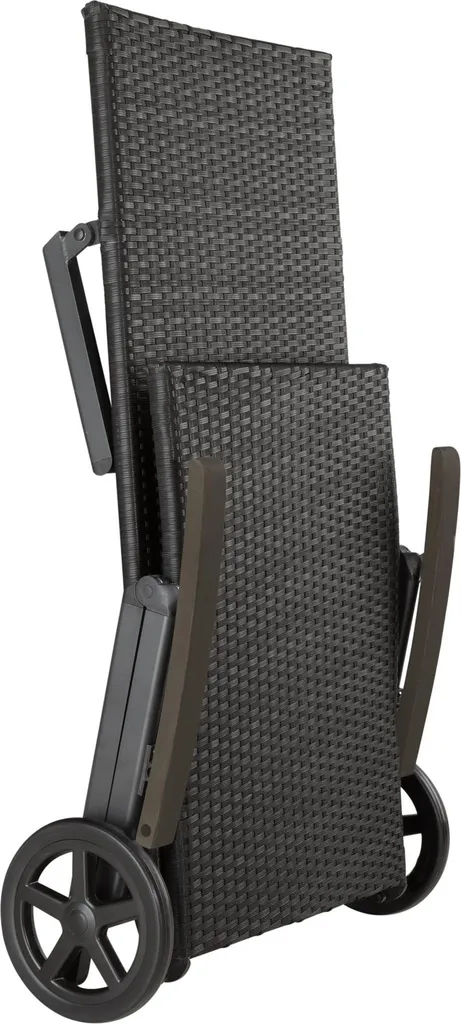 Tectake Rollliege Rattan Auckland Klappbar Mit Aluminiumgestell - Schwarz 8 Tectake Rollliege Rattan Auckland Klappbar Mit Aluminiumgestell - Schwarz - Image 8