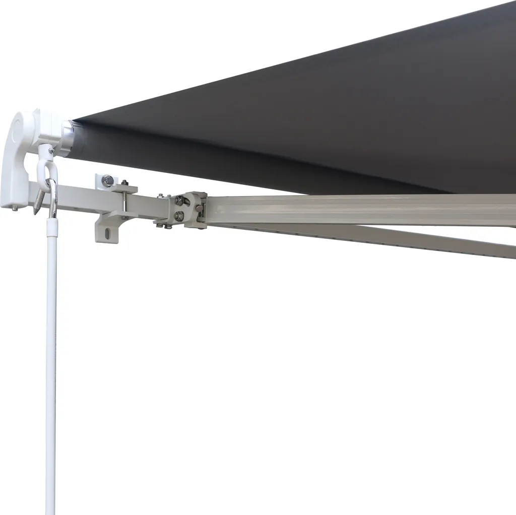 Outsunny Markise Gelenkarmmarkise Sonnenschutz 3,5x2,5m Mit Handkurbel Grau Alu+Polyester 7 Outsunny Markise Gelenkarmmarkise Sonnenschutz 3,5x2,5m Mit Handkurbel Grau Alu+Polyester - Image 7