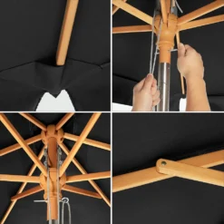 SONGMICS 200 × 125 Cm Holz-Sonnenschirm, Marktschirm, UV-Schutz UPF 50+, Gartenschirm, Terrassenschirm, Sonnenschutz, Ohne Ständer Grau GPU26GY -Stil Beet Verkaufsgeschäft 732df6a1ea9a11c60d77cb092be079d9