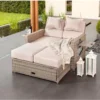 Greemotion Gartensofa / Loungebett Bahia Twin Aus Polyrattan, Sand-grau