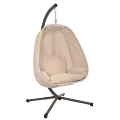 SVITA COZY Hängesessel Mit Gestell Aus Stahl Outdoor Hängekorb Beige