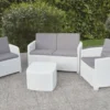 Gartenset "j" Mit Kissen, 1 Sofa + 2 Sessel (mit Armlehnen) + 1 Outdoor-Container-Tisch, Italy, Weiß