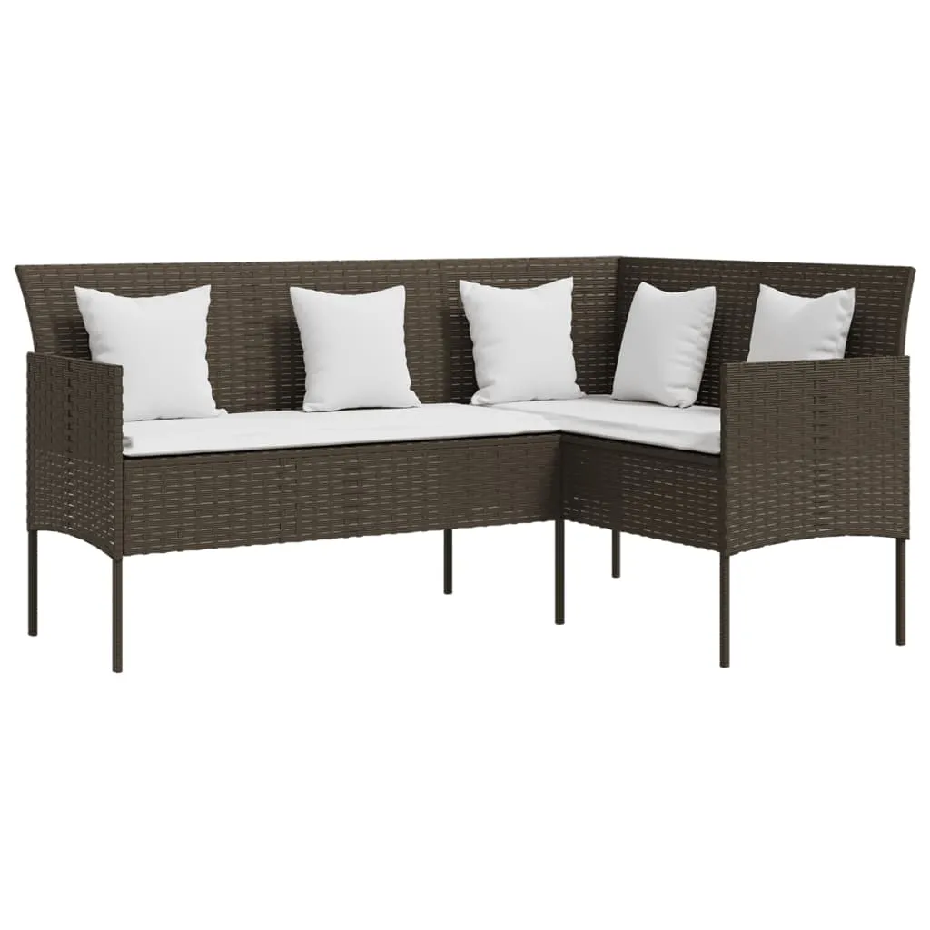 VidaXL Sofa In L-Form Mit Kissen Poly Rattan Braun 1 VidaXL Sofa In L-Form Mit Kissen Poly Rattan Braun