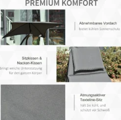 Outsunny Schaukelliege Schaukelstuhl Relaxliege Mit Dach Garten Balkon Büro Dunkelgrau 185 X 100 X 190 Cm -Stil Beet Verkaufsgeschäft 76aca0d2c398fcfd80d91bfc08b5e376