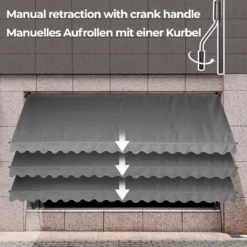 Jago® Klemmmarkise - 300/350/400x80cm, Höhenverstellbar, Kurbel, Wasserabweisend, UV-Schutz, Terrasse, Sonnenschutz, Farbwahl - Balkon, Sonnenmarkise, Terrassenmarkise (350 X 80 Cm, Anthrazit) -Stil Beet Verkaufsgeschäft 76fe6aef91913b2efed8b514966b8efa