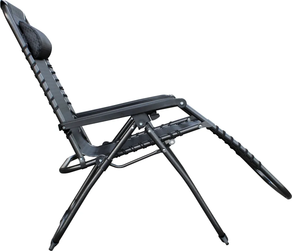 Relax Sessel Mit Kopfkissen - 175cm / Grau - Verstellbarer Garten Sonnen Liege Stuhl 2 Relax Sessel Mit Kopfkissen - 175cm / Grau - Verstellbarer Garten Sonnen Liege Stuhl - Image 2