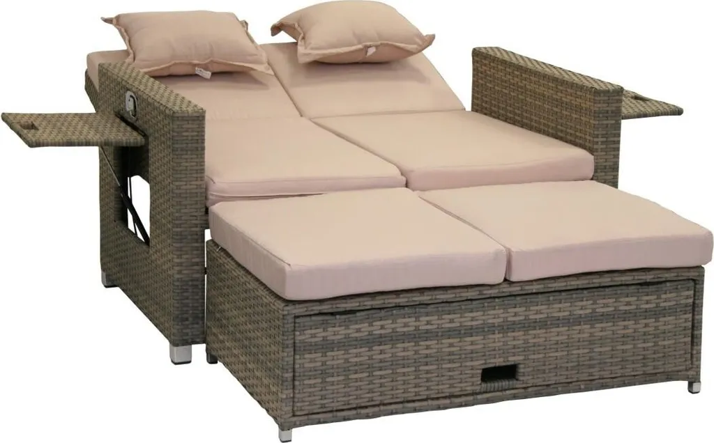 Greemotion Gartensofa / Loungebett Bahia Twin Aus Polyrattan, Sand-grau 5 Greemotion Gartensofa / Loungebett Bahia Twin Aus Polyrattan, Sand-grau - Image 5