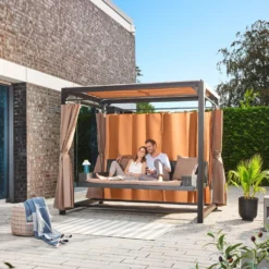 HOME DELUXE Pavillon Gartenliege PROVENCE - 236 X 180 X 210 Cm |Gartenliege Mit Sonnendach, Schwebeliege Mit Rattanbett, Doppelliege, Hollywoodschaukel -Stil Beet Verkaufsgeschäft 78ed8ad459acea21f89f582aaead850f