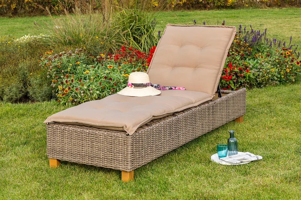 Merxx Gartenliege Toskana Verstellbar Aluminium, Kunststoffgeflecht, Akazie Natur 200 Cm X 80 Cm X 34 Cm 4 Merxx Gartenliege Toskana Verstellbar Aluminium, Kunststoffgeflecht, Akazie Natur 200 Cm X 80 Cm X 34 Cm - Image 4