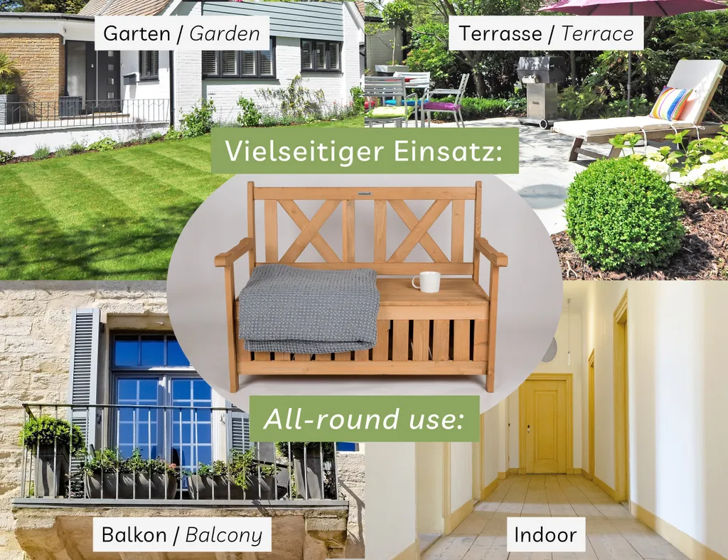 Needs&wants® Gartenbank Holz Wetterfest Mit Stauraum Und Abdeckung, 2-Sitzer Truhenbank Holzbank Klassisch, Parkbank Sitzbank Massiv Garten Outdoor Mit Truhe, 115x58x85 Cm, Naturholz Massivholz, Dunkel-braun 8 Needs&wants® Gartenbank Holz Wetterfest Mit Stauraum Und Abdeckung, 2-Sitzer Truhenbank Holzbank Klassisch, Parkbank Sitzbank Massiv Garten Outdoor Mit Truhe, 115x58x85 Cm, Naturholz Massivholz, Dunkel-braun - Image 8