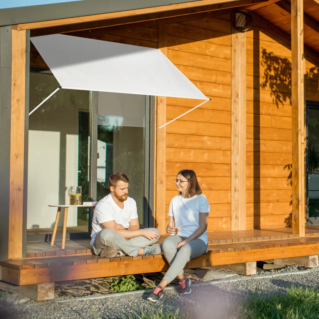 Relaxdays Fallarmmarkise In Beige 2 Relaxdays Fallarmmarkise In Beige - Image 2