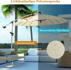 COSTWAY Ø300cm Sonnenschirm Ampelschirm Mit 16 Rippen & Kurbel Gartenschirm Inkl. Schirmständer Terrassenschirm Für Garten, Pool Oder Veranda -Stil Beet Verkaufsgeschäft 7a4b4d600f6eaa83375613590afa9d86