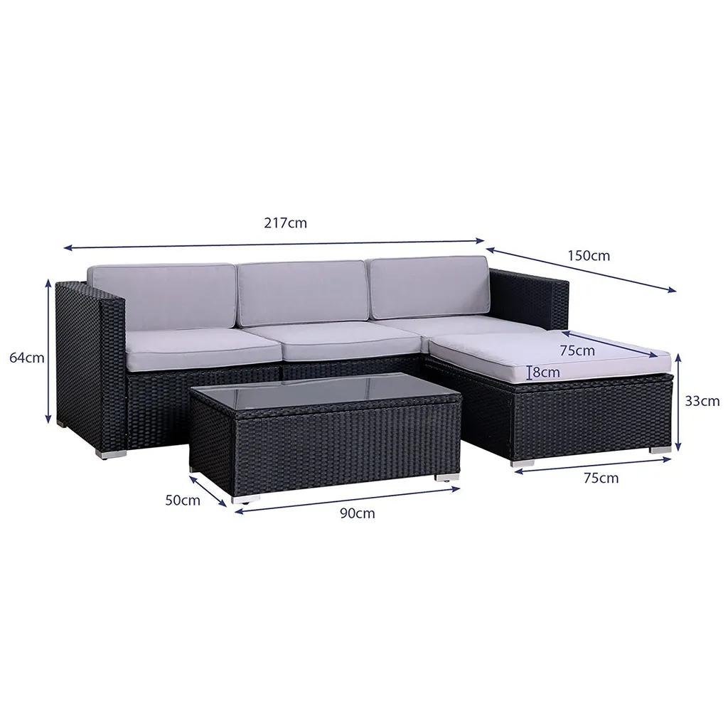 SVITA California Poly Rattan Lounge Schwarz Gartenmöbel 5 SVITA California Poly Rattan Lounge Schwarz Gartenmöbel - Image 5