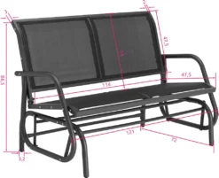 Tectake Schaukelbank Greta 2-Sitzer 121x72x86,5cm - Schwarz -Stil Beet Verkaufsgeschäft 7b5453993a3173ab6b472cb025c29516