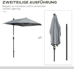 HOMCOM Outsunny 2 X 2 M Sonnenschirm Halbrundschirm Wasserdicht Für Garten Dunkelgrau -Stil Beet Verkaufsgeschäft 7c3d0ad7d369f1ced756a85bb11184b5