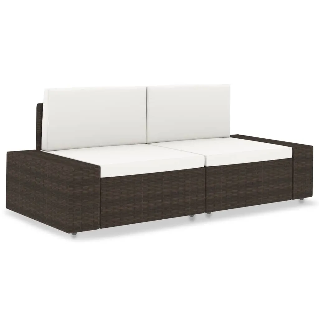 VidaXL Modulares 2-Sitzer-Sofa Poly Rattan Braun 1 VidaXL Modulares 2-Sitzer-Sofa Poly Rattan Braun