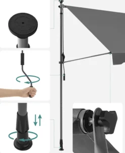 SONGMICS Balkonmarkise, 300 Cm, Alu-Klemmmarkise, 280 G/m² Polyester, Höhenverstellbar, Sonnenmarkise, Mit Handkurbel, Sonnenschutz, Für Balkon, Terrasse, Garten, Anthrazit GSA313G02 -Stil Beet Verkaufsgeschäft 7ccdb52a61bb30bd6f88f527948382ad